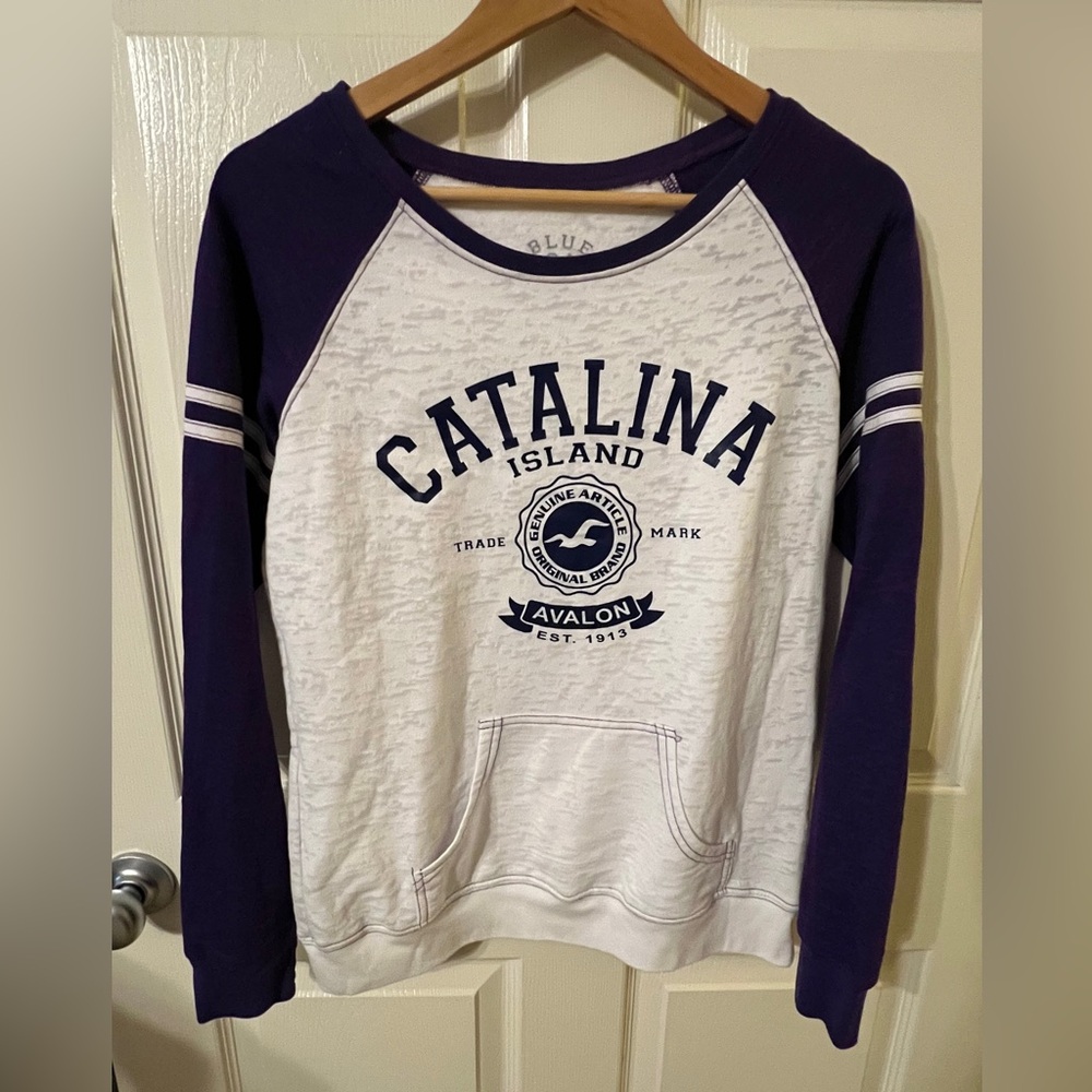 Catalina Island Top. Purple and white. Size Large.